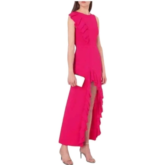Maje Romana Ruffled Front Fuchsia Pink Formal Gown Party Dress Size 1 = XS - Picture 1 of 12
